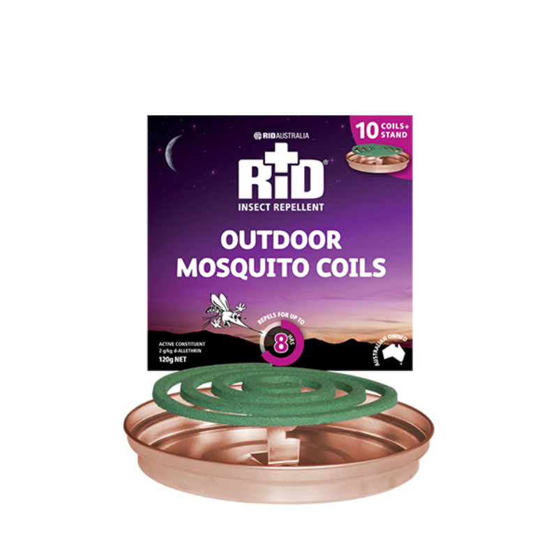 RID 10 Pack Mosquito Coils 120g + Stand
