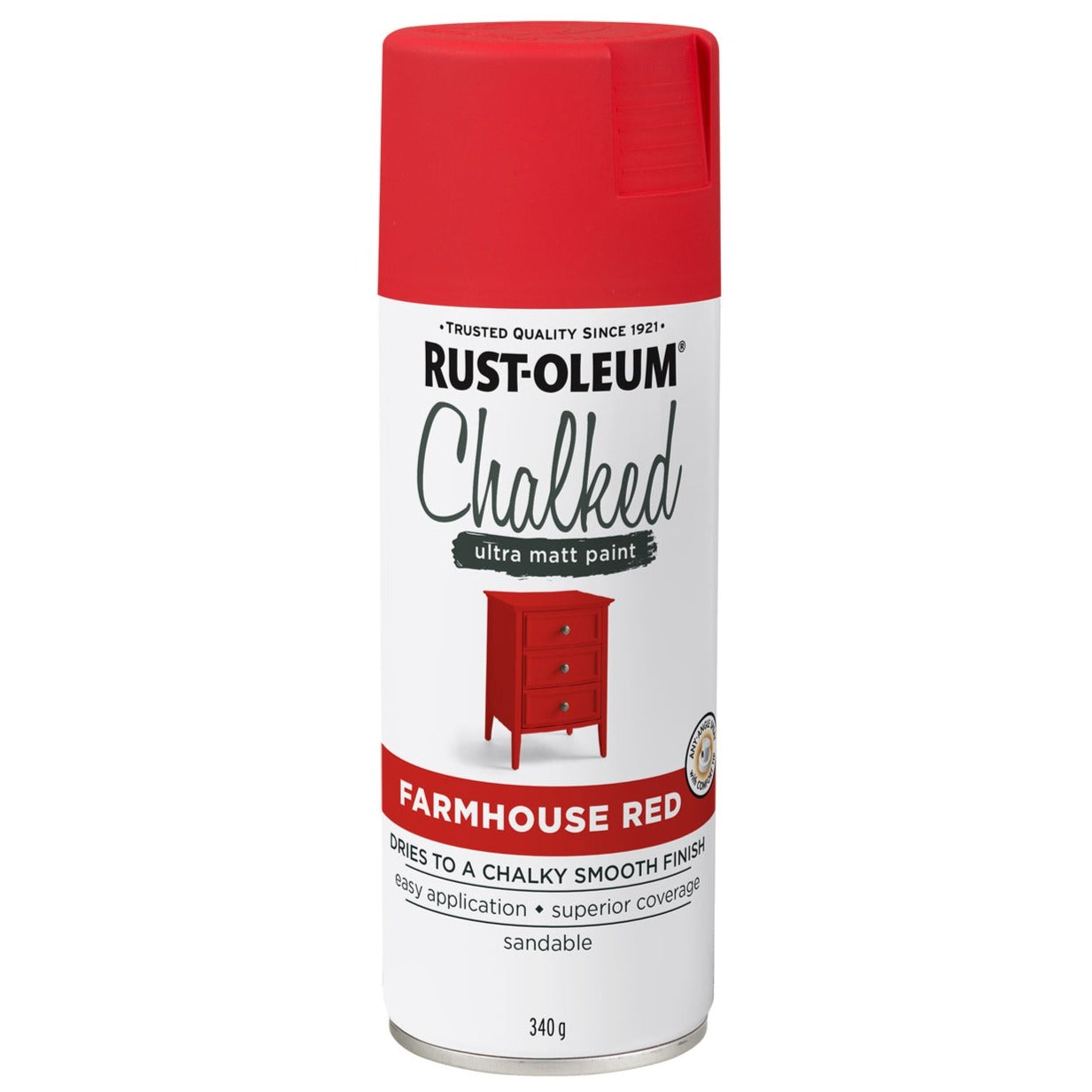 Rust-Oleum 340g Farmhouse Red 347789 Chalked Spray Paint - South East Clearance Centre