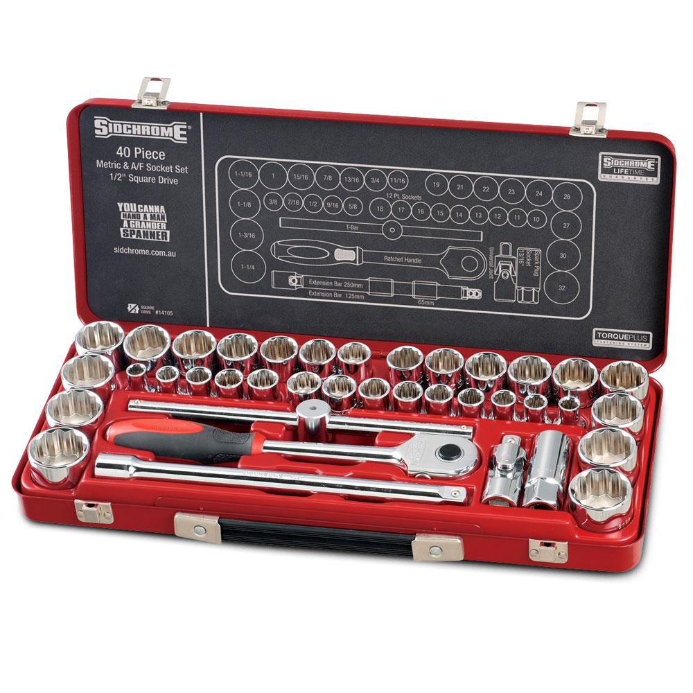 Sidchrome SCMT14105 40pce 1/2” Drive Metric & Imperial Socket Set - South East Clearance Centre