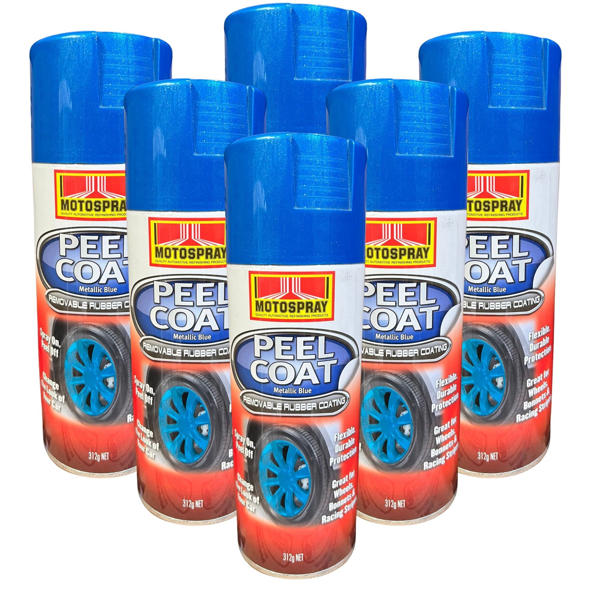 Motospray Peel Coat Rubberized Removable Coating - Metallic Blue - 6 Pack - South East Clearance Centre