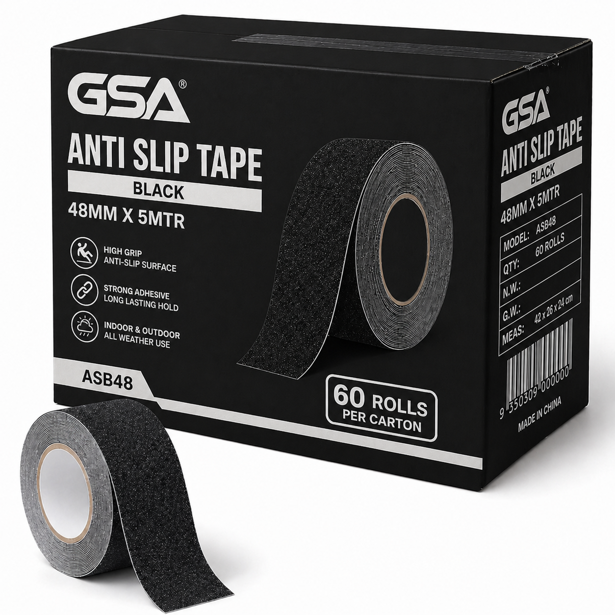 GSA Black Anti Slip Tape – Heavy Duty Non-Slip Safety Tape - 60 Rolls - South East Clearance Centre