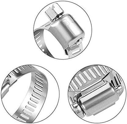 91 Piece Stainless Steel Hose Clamp Set Assortment Kit 8–44mm with Z Wrench – Adjustable Worm Drive Clamps for Automotive, Plumbing & Workshop Use