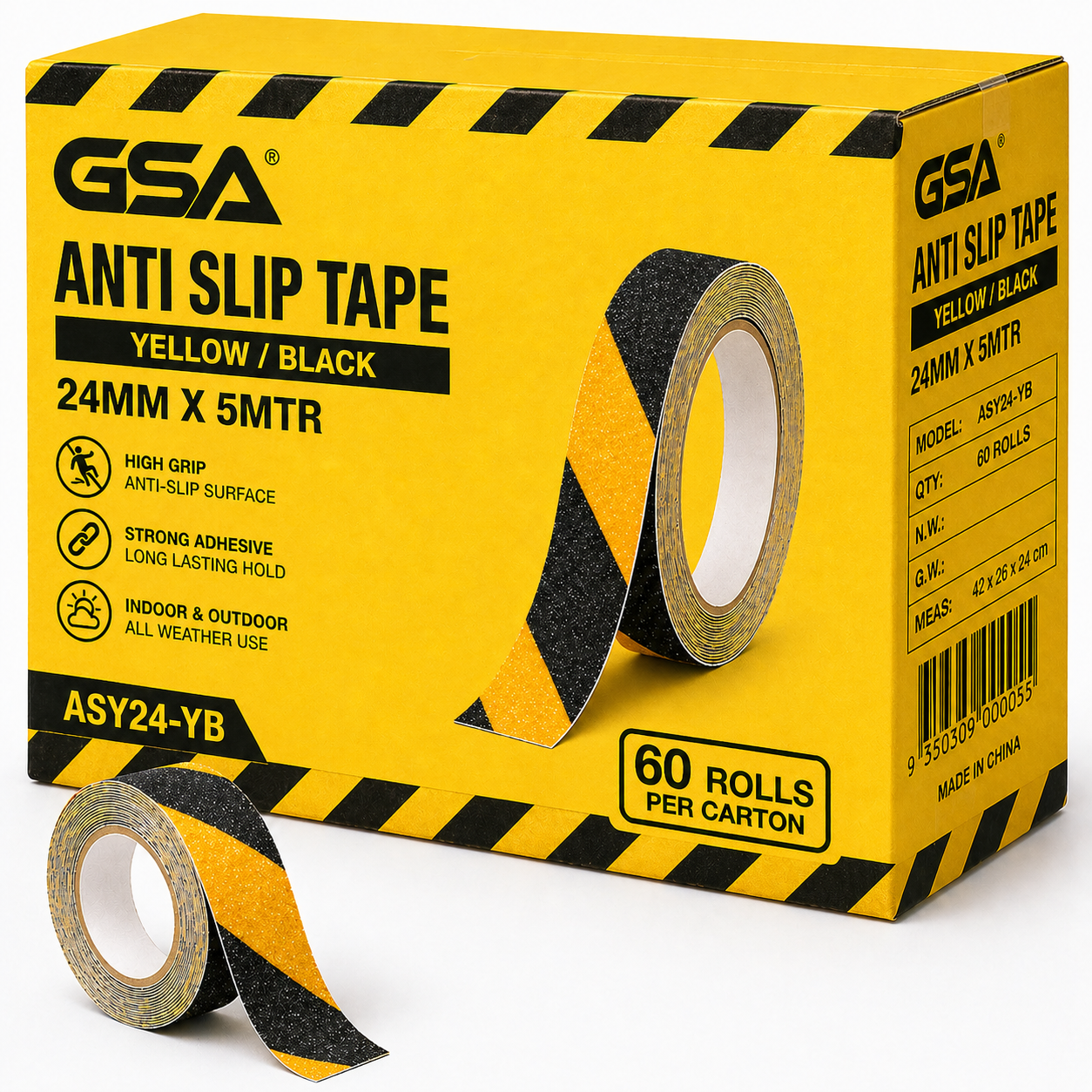 GSA Black Anti Slip Tape – Heavy Duty Non-Slip Safety Tape - 60 Rolls - South East Clearance Centre