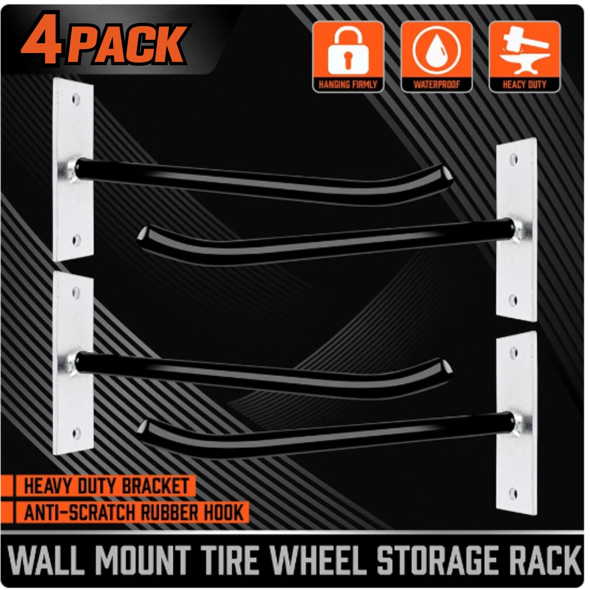 4 Pack Heavy Duty Steel Garage Wall Mount Storage Rack - South East Clearance Centre