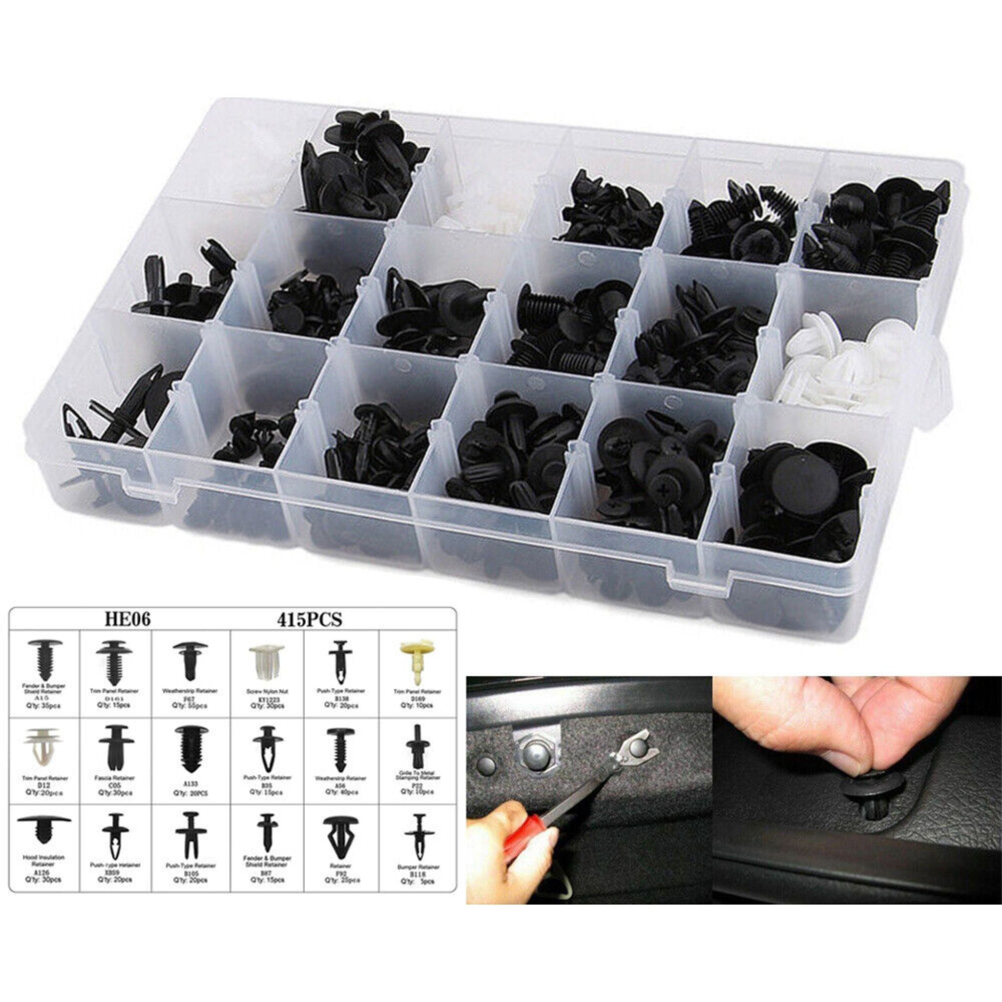 415 Piece Auto Car Trim Plastic Clips Bumper Rivets Screws Panel Push Fastener Kit - South East Clearance Centre