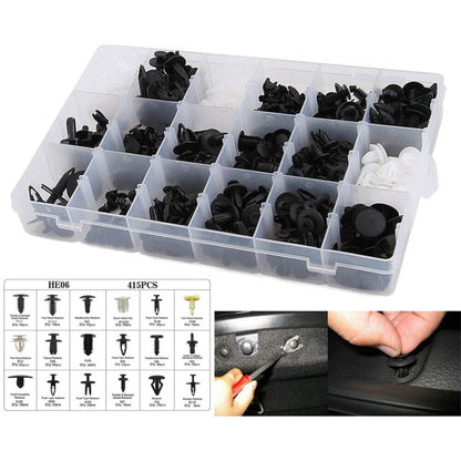 415 Piece Auto Car Trim Plastic Clips Bumper Rivets Screws Panel Push Fastener Kit - South East Clearance Centre