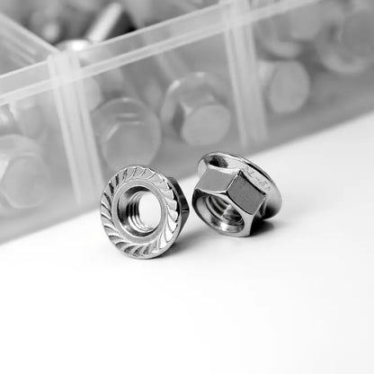 240 Piece Stainless Steel Hex Flange Bolt Trim & Nut Set Assortment Kit - South East Clearance Centre