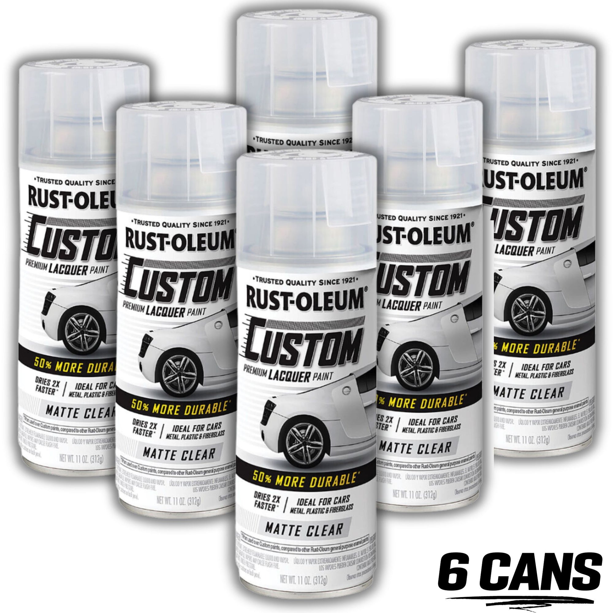 (6 cans) Rust-Oleum Custom Premium Lacquer Paint, Matt Clear - 312g - South East Clearance Centre