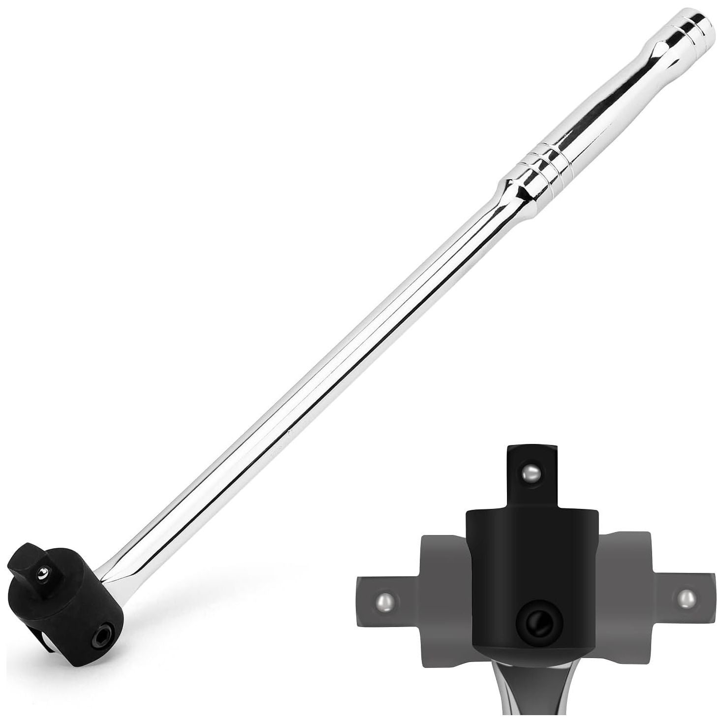 1/2 Breaker Bar | 17-inch Length | Rotating Flex Head | CR-V Steel Breaker Bar 1/2 inch Drive