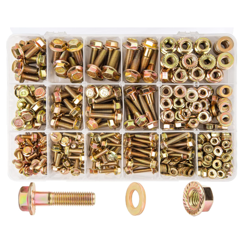 521 Piece Hex Head Flange Face Bolt & Flat Washer & Nut Assortment Kit - South East Clearance Centre