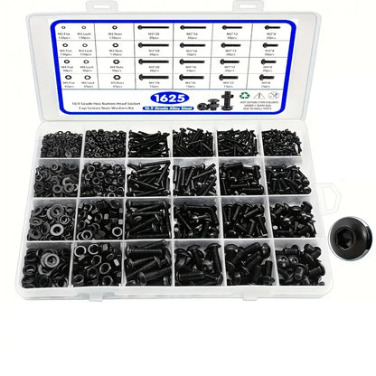 1625 Piece 10.9 Grade Alloy Steel Hex Button Head Socket Cap Screws Nut Washer Assortment Kit - South East Clearance Centre