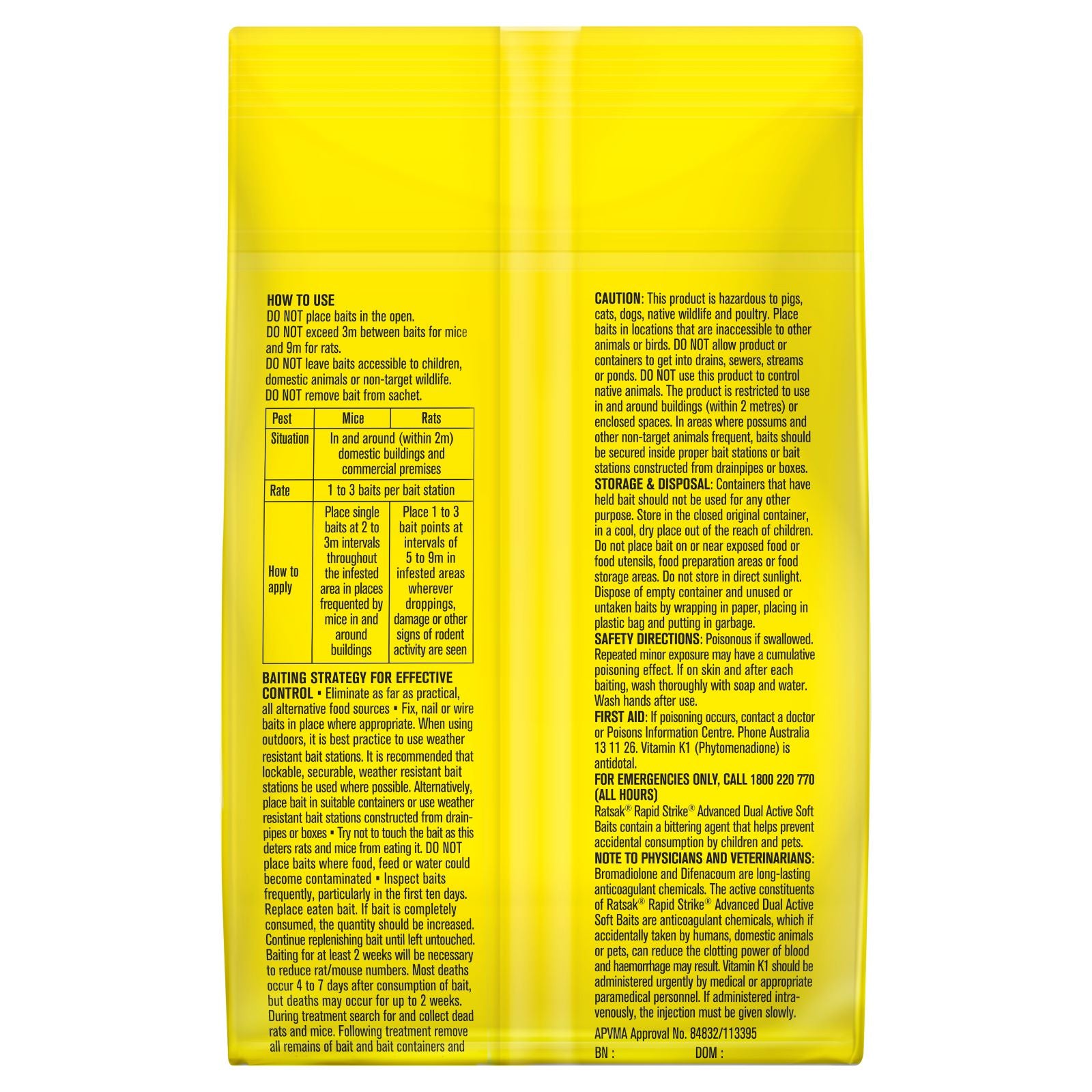 (Carton) RATSAK 100g Rapid Strike Dual Active Soft (Contains 100x 10g bait sachets)