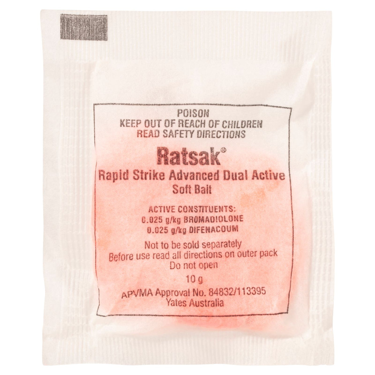 (Carton) RATSAK 100g Rapid Strike Dual Active Soft (Contains 100x 10g bait sachets)
