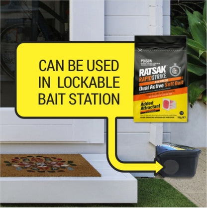 (Carton) RATSAK 100g Rapid Strike Dual Active Soft (Contains 100x 10g bait sachets)