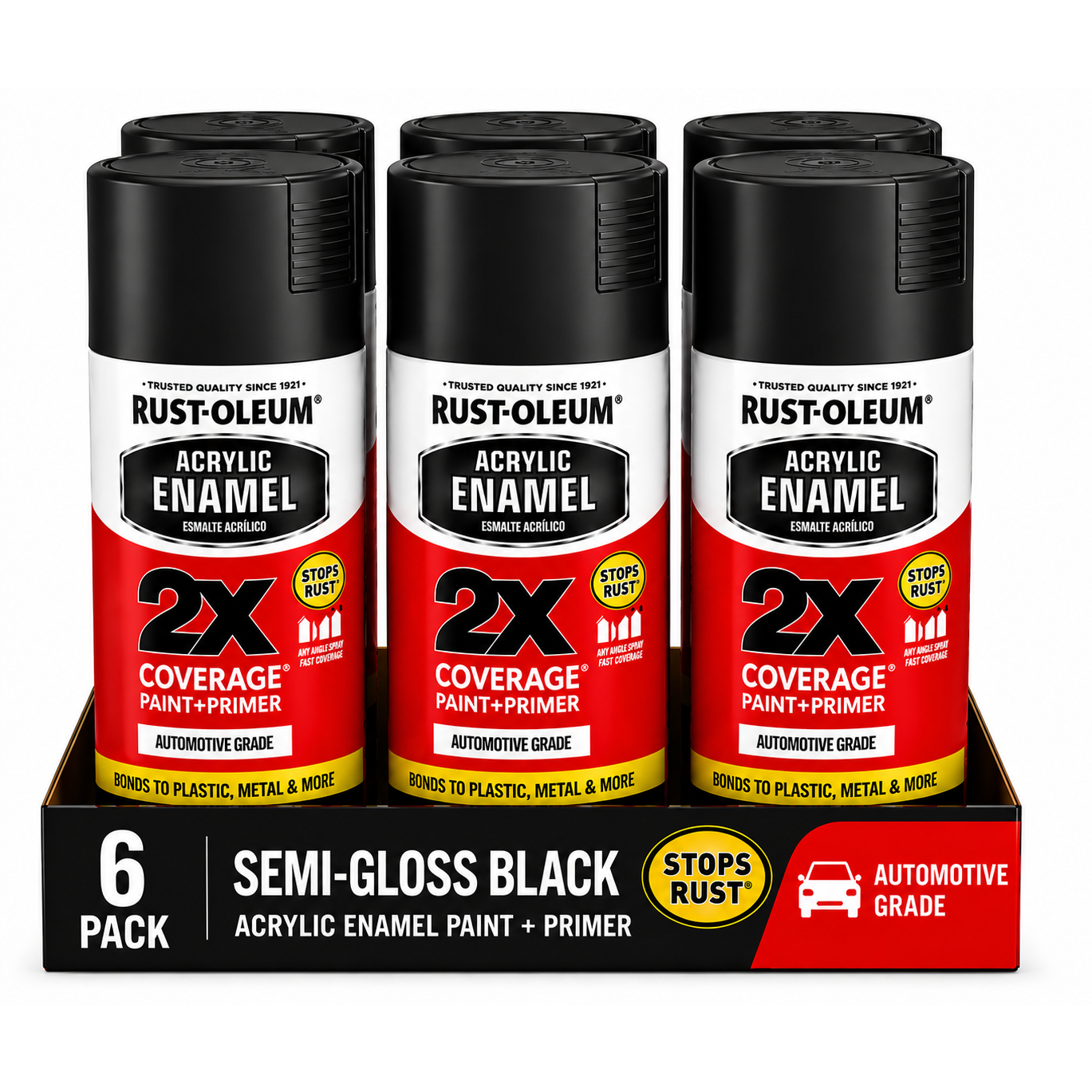Rust-Oleum 2X Automotive Acrylic Enamel Paint + Primer – 340g (6 Pack)