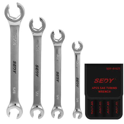 4 Piece Imperial Flare Nut Tubing Wrench Set, SAE Imperial, Offset Head - South East Clearance Centre