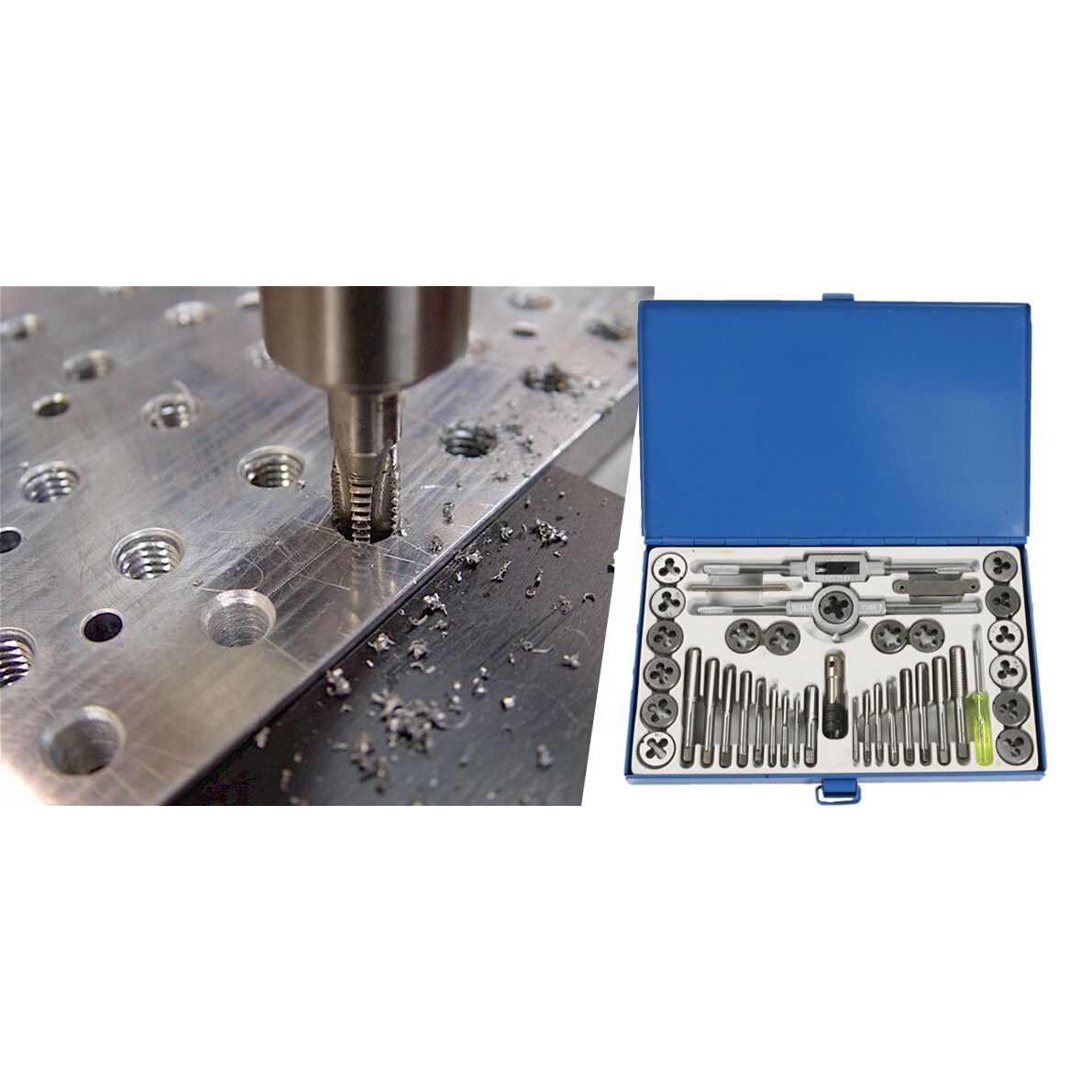 40 Piece Metric & NPT Tap and Die Set – Carbon Steel Thread Cutting Kit with Metal Carry Case