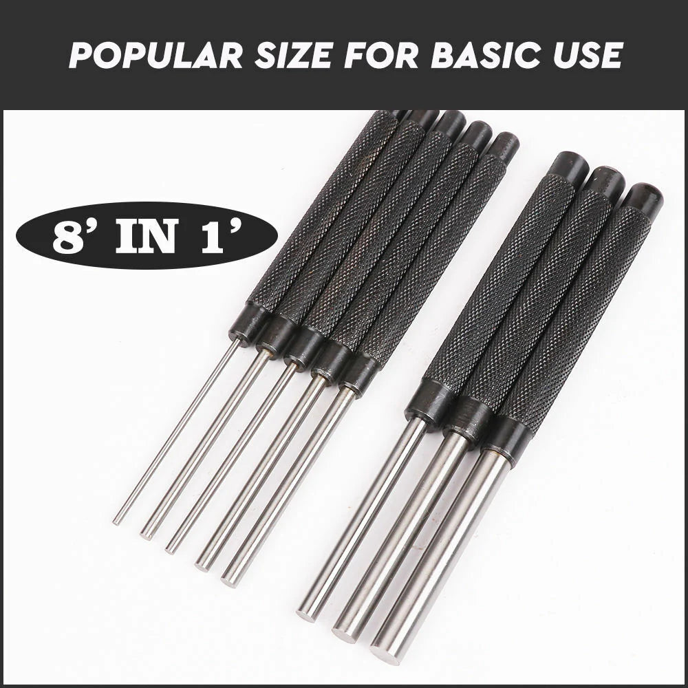 8 Piece Heavy Duty Pin Punch Set, 2.4-10mm - South East Clearance Centre