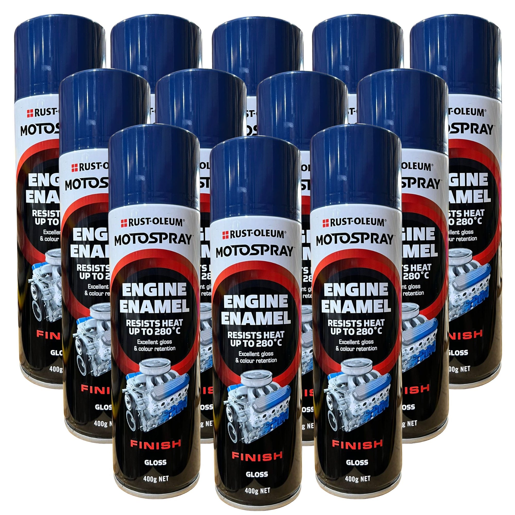 Rust-Oleum Motospray Engine Enamel heat resistant Spray Paint - 12 Cans - Ford Dark Blue - South East Clearance Centre