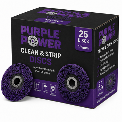 125mm Purple Poly Clean Strip Disc- Fast Paint, Rust & Epoxy Removal for Automotive, Marine & DIY (Pack of 25)