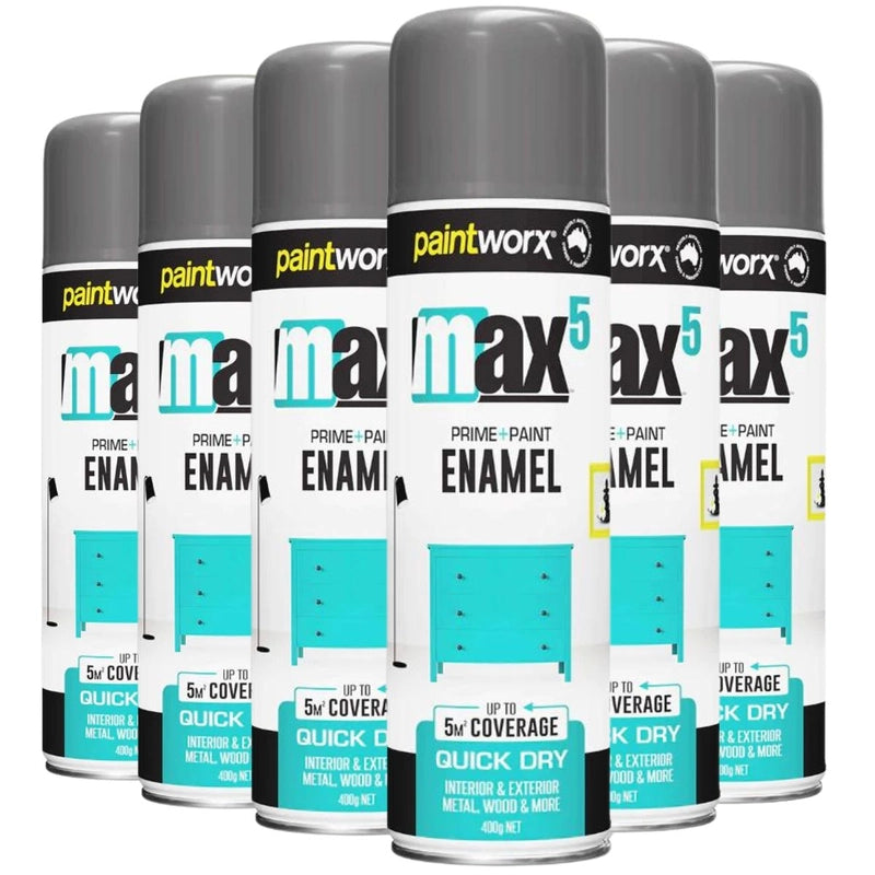 (6 Cans) Paintworx MAX5 Enamel Paint + Primer 400g | GLOSS - South East Clearance Centre