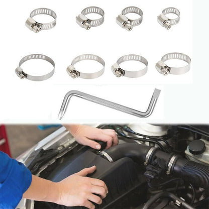 91 Piece Stainless Steel Hose Clamp Set Assortment Kit 8–44mm with Z Wrench – Adjustable Worm Drive Clamps for Automotive, Plumbing & Workshop Use