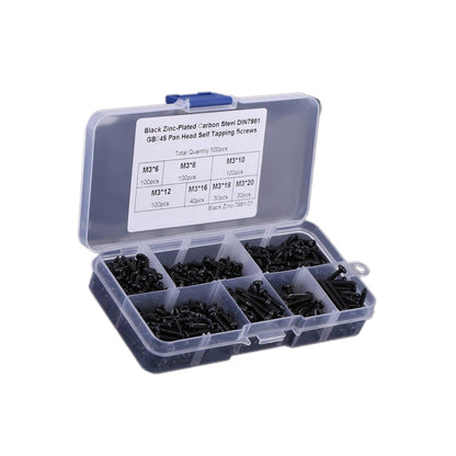 500 Piece Countersunk Self Tapping Screw Assortment Kit | M3 Phillips 6-20mm - South East Clearance Centre