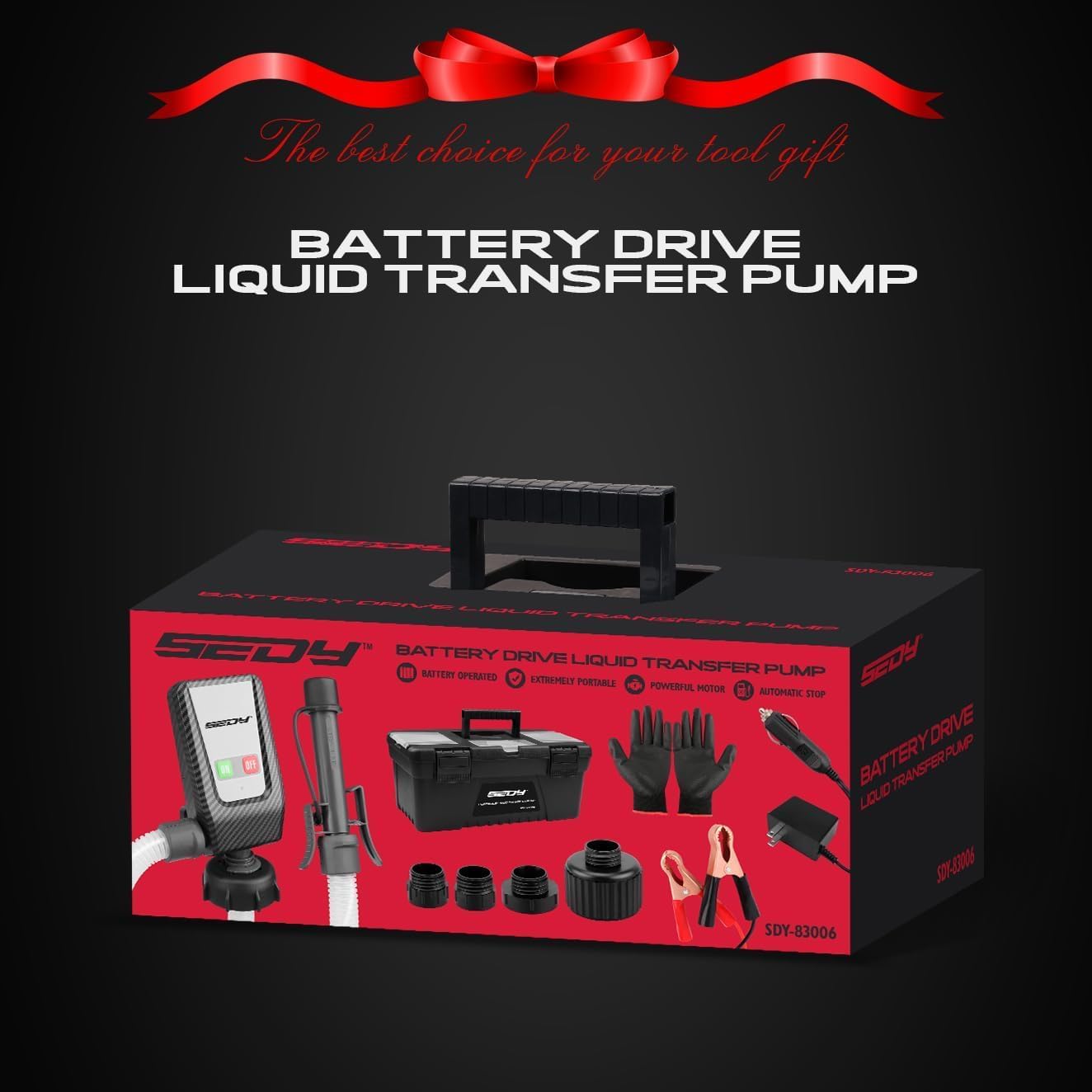 Fuel Transfer Pump Battery Powered - Auto-Stop Sensor, 51“ Hose Transfer Pump with Tank Adapters Portable Liquid Pump for Gasoline Diesel Water Gas Cans - South East Clearance Centre