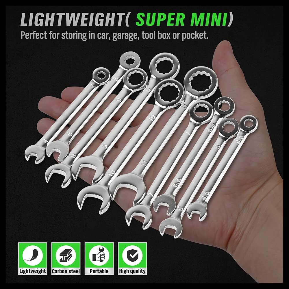 22 Piece Combination Mini Wrench Set (Metric & Imperial) 4-11mm & 5/32'' to 7/16'' - South East Clearance Centre