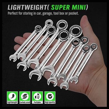 22 Piece Combination Mini Wrench Set (Metric & Imperial) 4-11mm & 5/32'' to 7/16'' - South East Clearance Centre