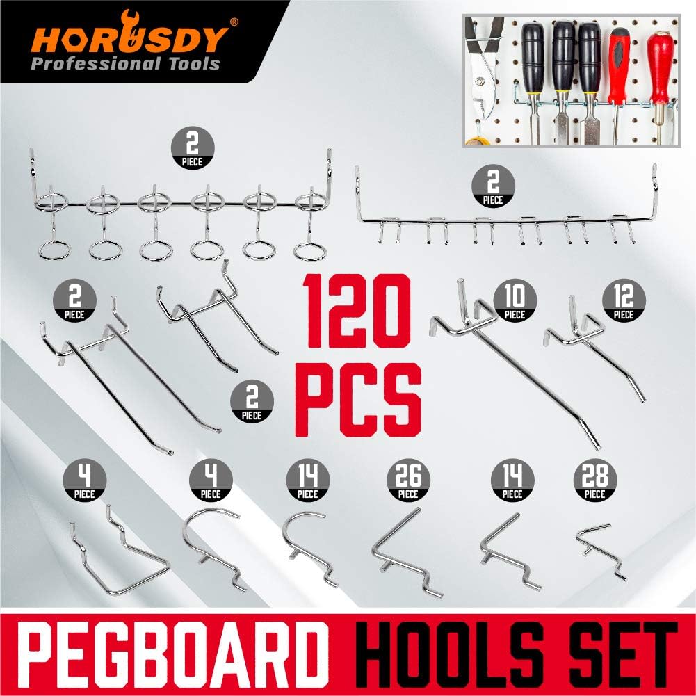 120 Piece Pegboard H00ks Set, 12 different types of h00ks South East