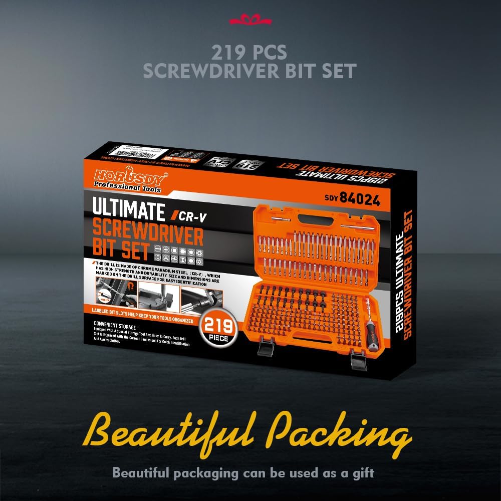 219-Piece Combination Security Bit Set Screw Driver Bit Tamper Proof Torx Box