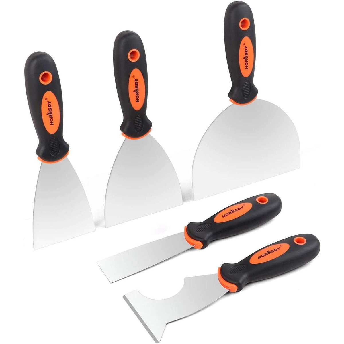 5 Piece Stainless Steel Putty Knife Set, Heavy Duty Painters Scrapers