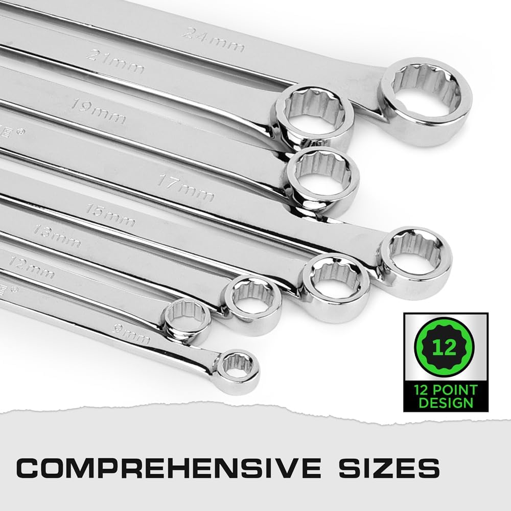 8 Piece Extra Long Double Box End Wrench Set - South East Clearance Centre