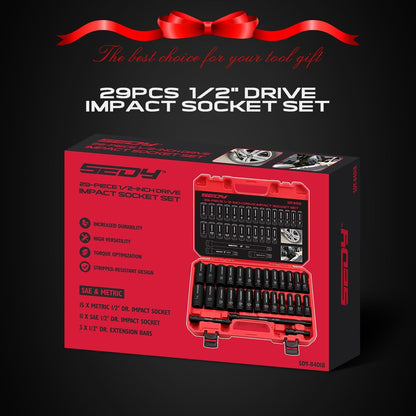 1/2" Drive Impact Socket Set, Metric & Imperial 29 Pieces - South East Clearance Centre