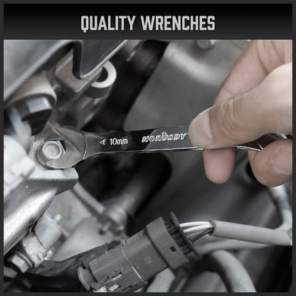18-Piece Super-Thin Open End Wrench Set with Rolling Pouch, CR-V Steel SAE & Metric, 1/4" to 1-1/16" and 5.5mm to 27mm Slim Spanner Wrench Set - South East Clearance Centre