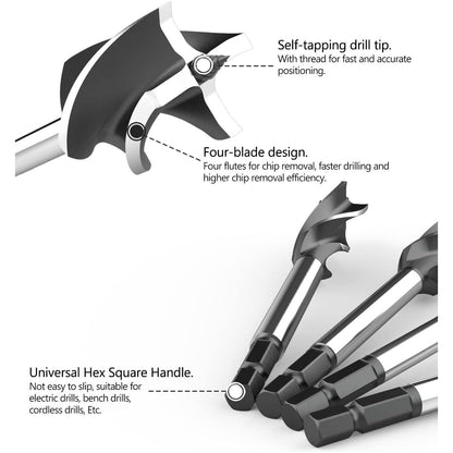 9-Piece Wood Drill Bit Set – High-Carbon Steel Auger Bits with Fast-Cut Four-Blade Design - South East Clearance Centre