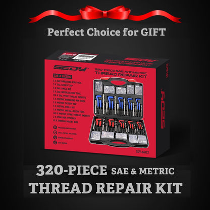 320 Piece Helicoil Thread Repair Kit (Imperial & Metric) Heli Coil Rethreading Insert Drill Bits - South East Clearance Centre