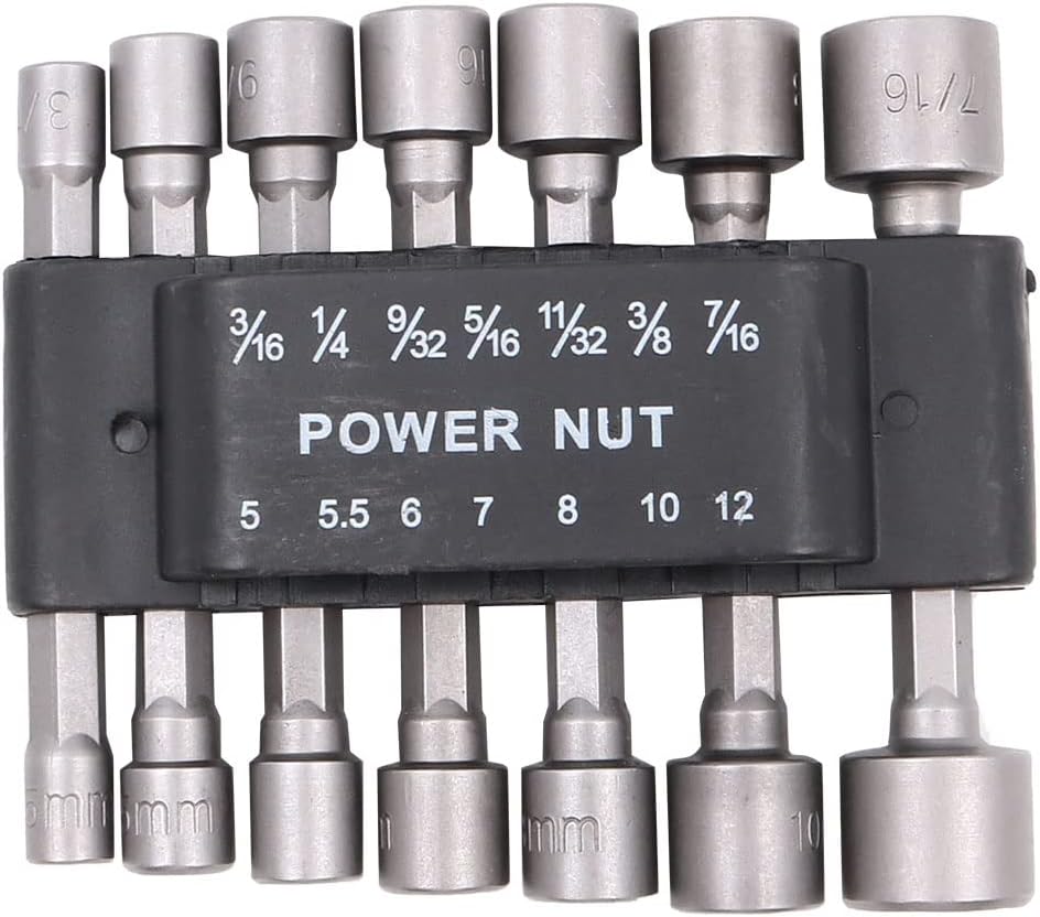 14 Piece Hex Nut Driver Bit Set 1/4" Quick Change Shank SAE & Metric