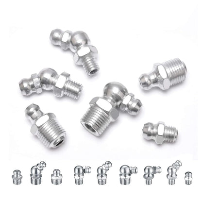 170-Piece Grease Nipple Assortment Kit – Metric M6 M8 M10 Straight, 45° & 90° Angled Nickel-Plated Grease Fittings with Storage Box - South East Clearance Centre
