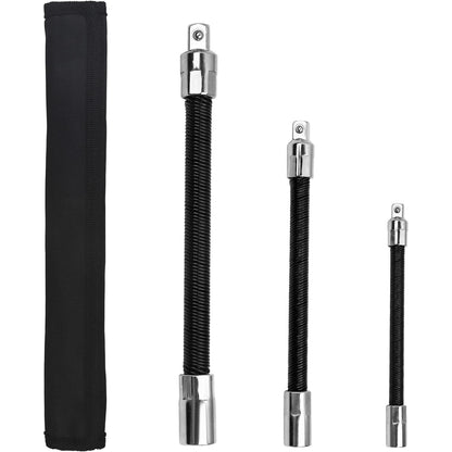 3-PIECE Flexible Socket Extension Bar Set 1/2" 1/4" 3/8" Shaft Drive 10" 8" 6" - South East Clearance Centre