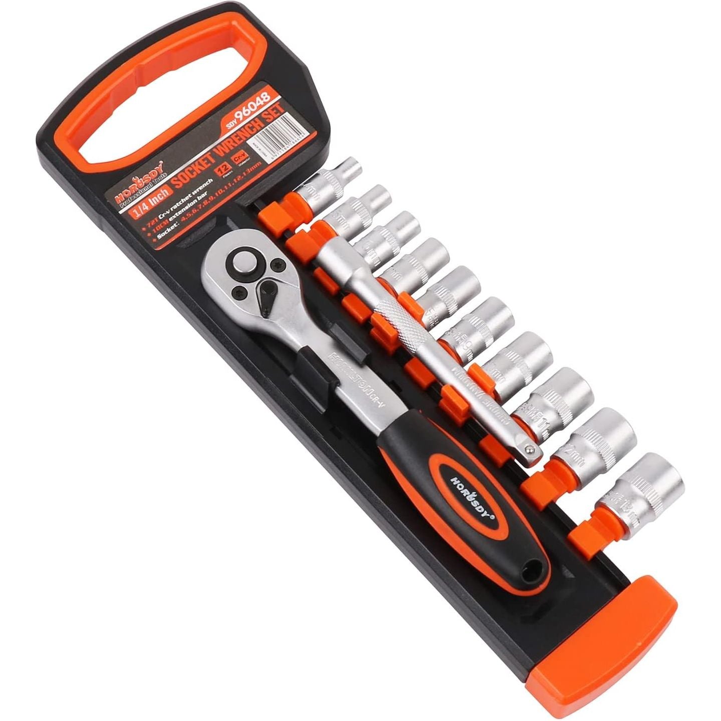 12-Pieces 1/4” Ratchet Socket Wrench Set, Drive Socket Set, 4mm -13mm ...