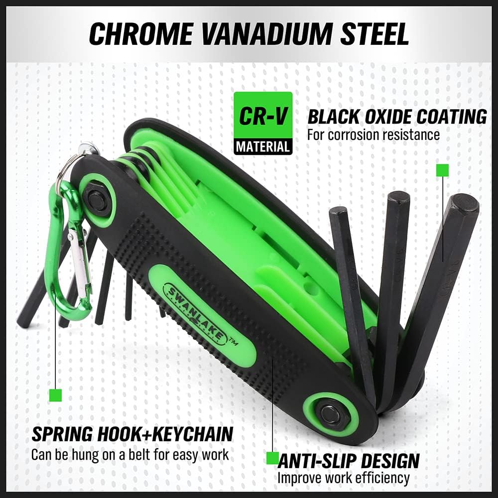 25PCS Folding Allen Wrench Set, SAE, Metric, Torx Hex Keys , Chrome Vanadium Steel, 3 Pack