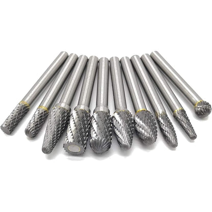 10Pcs Carbide Burr Set on 1/4" Shank - South East Clearance Centre