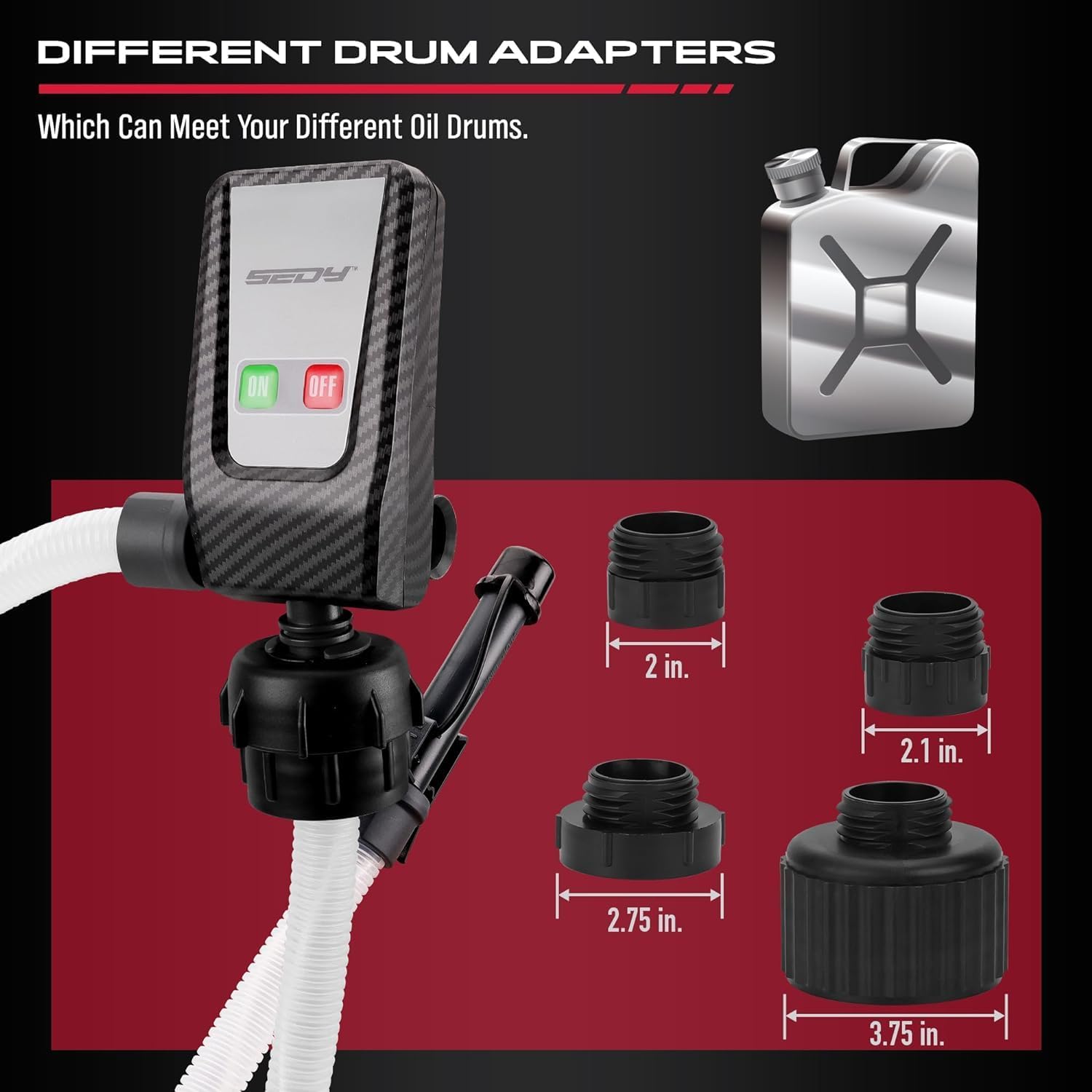 Fuel Transfer Pump Battery Powered - Auto-Stop Sensor, 51“ Hose Transfer Pump with Tank Adapters Portable Liquid Pump for Gasoline Diesel Water Gas Cans - South East Clearance Centre