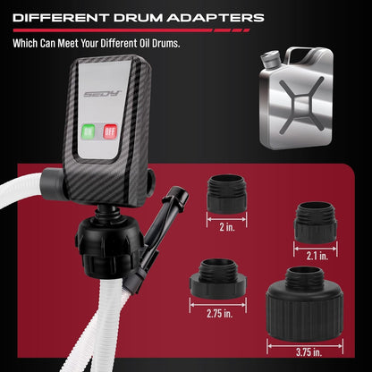 Fuel Transfer Pump Battery Powered - Auto-Stop Sensor, 51“ Hose Transfer Pump with Tank Adapters Portable Liquid Pump for Gasoline Diesel Water Gas Cans - South East Clearance Centre