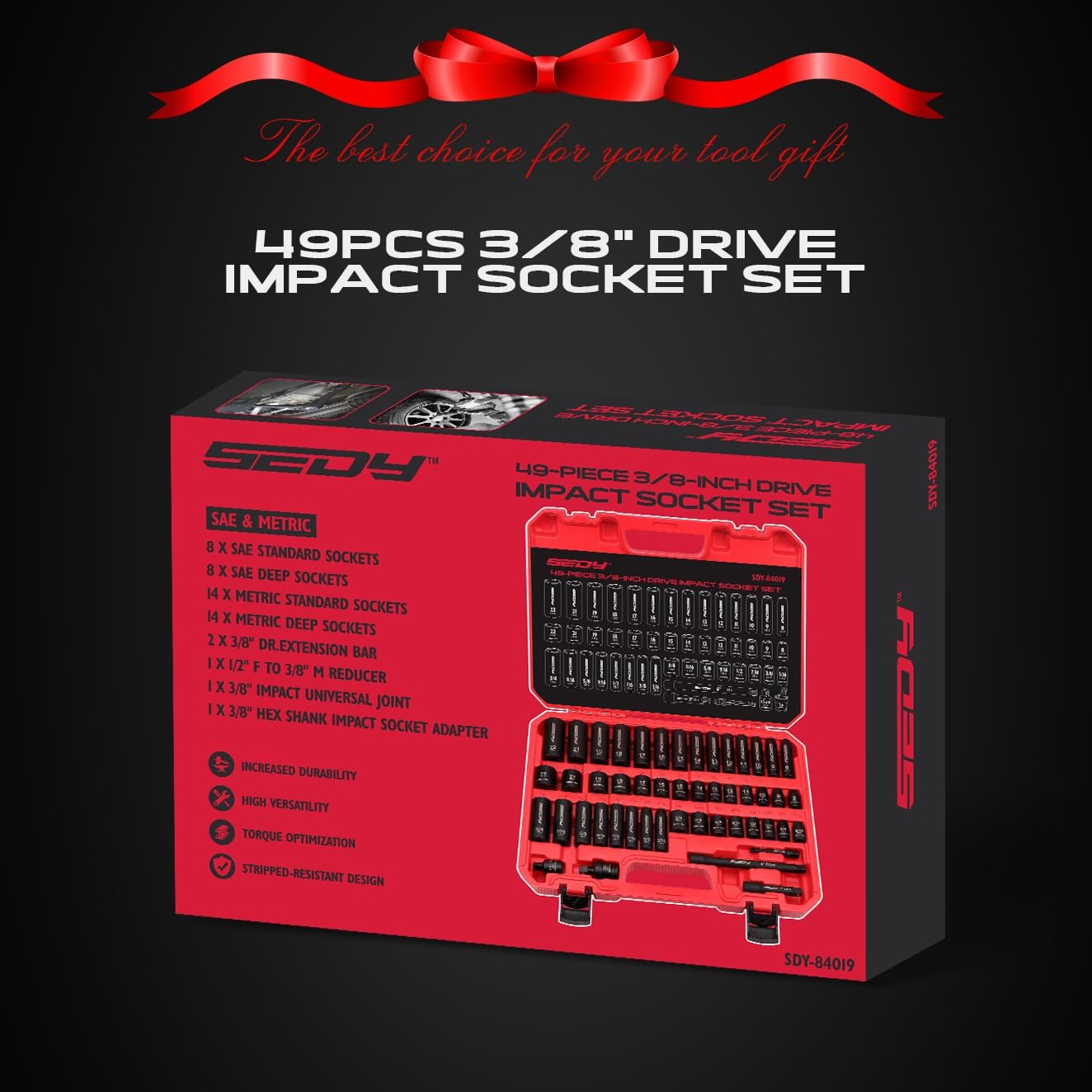 49-Piece Imperial and Metric Impact Socket Set with Extension Bars - For High Durability Impact Wrench - South East Clearance Centre