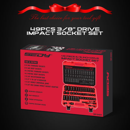 49-Piece Imperial and Metric Impact Socket Set with Extension Bars - For High Durability Impact Wrench - South East Clearance Centre