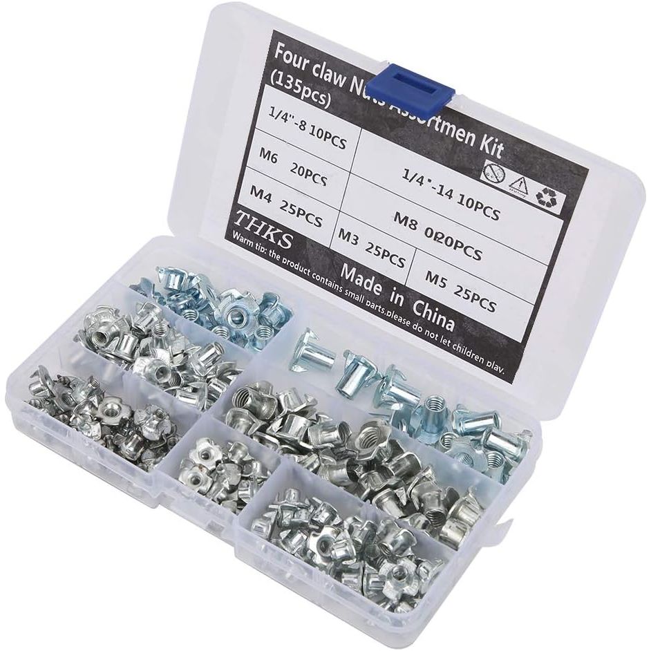 135 Piece (M3-M8) Four Claw Nuts Assortment Kit - South East Clearance Centre