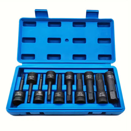 Master 10 Piece 1/2" Drive Impact Hex Bit Socket Set Metric 4mm–19mm Cr-Mo Allen Sockets with Storage Case - South East Clearance Centre